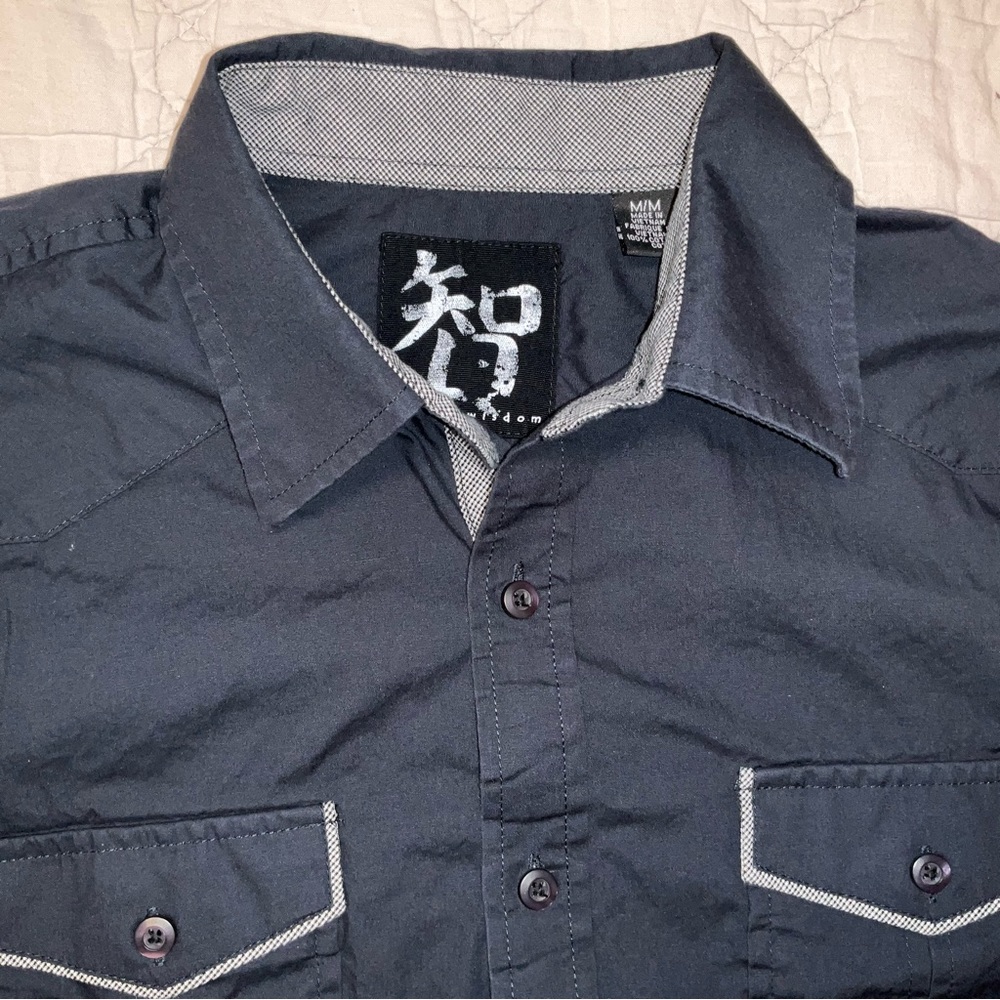 Age Of Wisdom men’s Medium Black LS Button Down Shirt